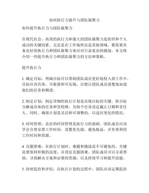 如何执行力提升与团队凝聚力