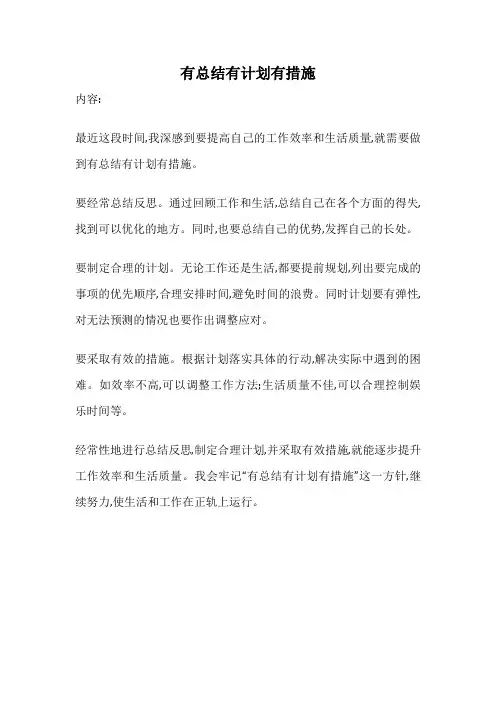 有总结有计划有措施