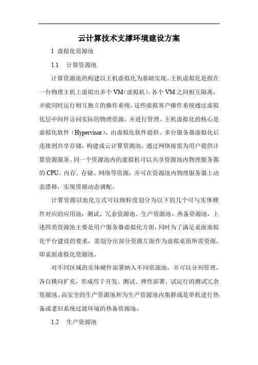 云计算技术支撑环境建设方案
