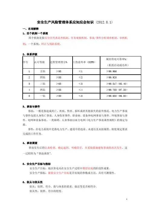 安全生产风险管理体系应知应会知识题