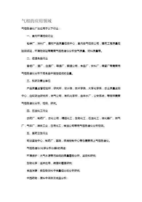 气相的应用领域