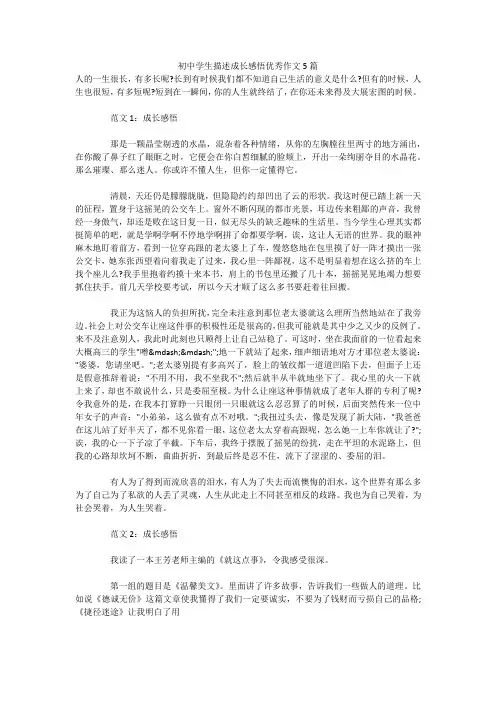 初中学生描述成长感悟优秀作文5篇 