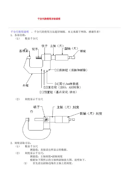 千分尺的使用方法说明