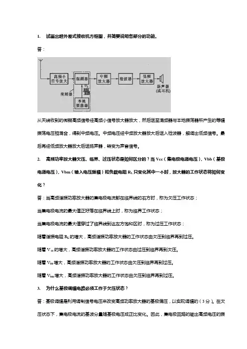 (完整版)高频电子线路简答题—武汉理工大学