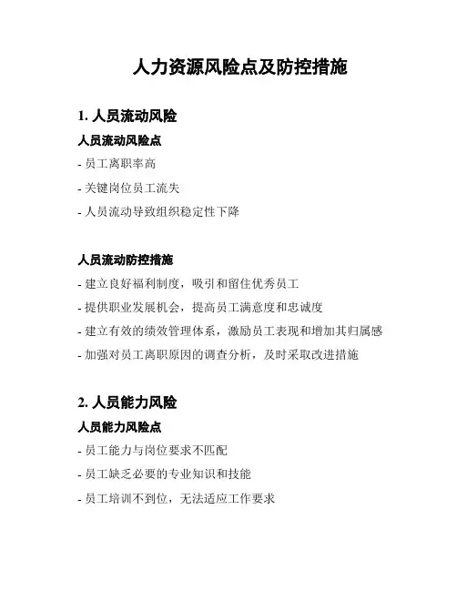 人力资源风险点及防控措施