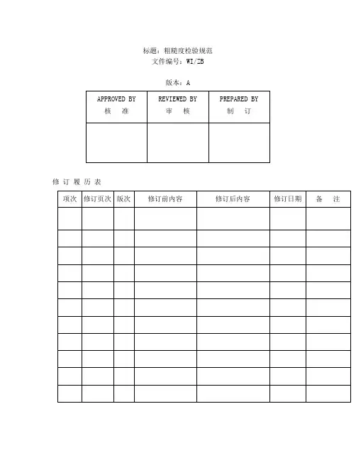表面粗糙度检测标准