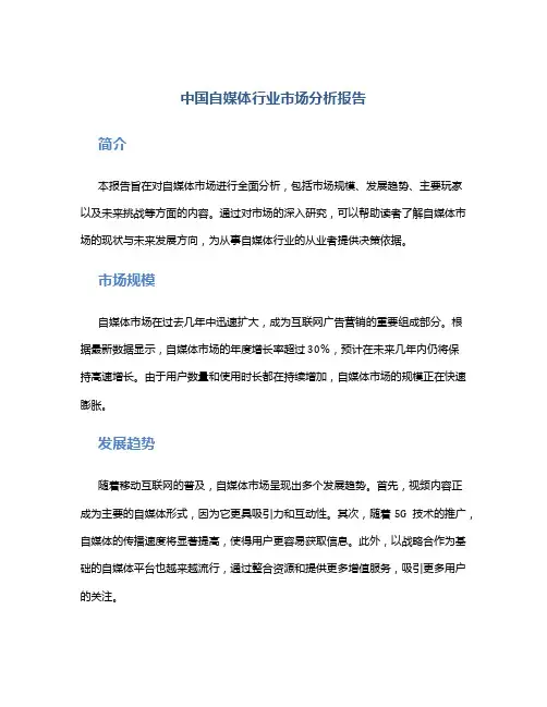 中国自媒体行业市场分析报告