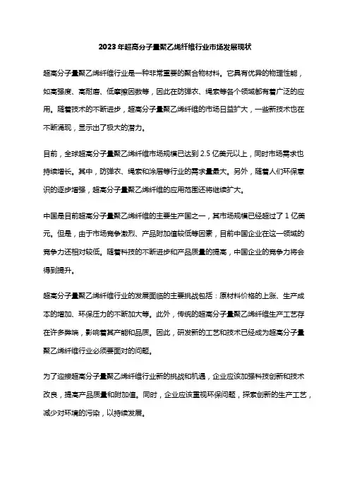 2023年超高分子量聚乙烯纤维行业市场发展现状