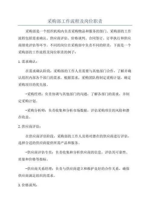 采购部工作流程及岗位职责