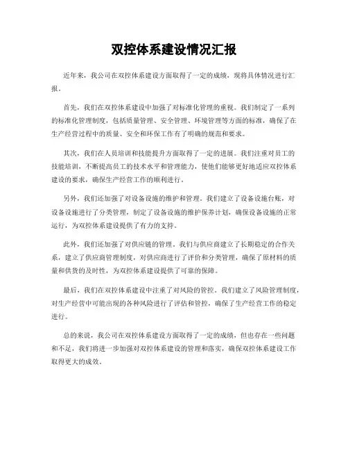 双控体系建设情况汇报
