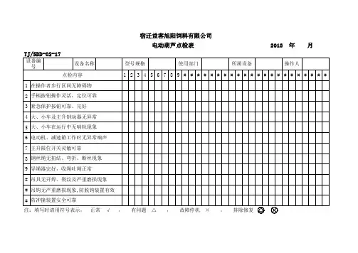 电动葫芦点检表