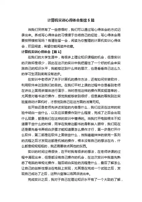 计算机实训心得体会集锦5篇