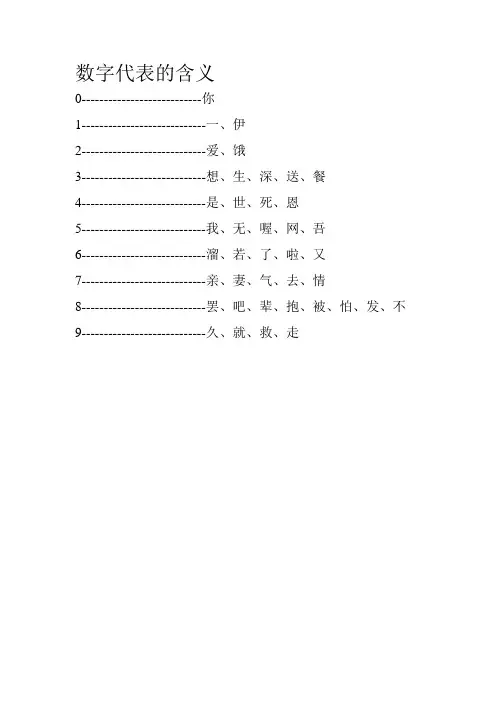 数字代表的含义数字密码