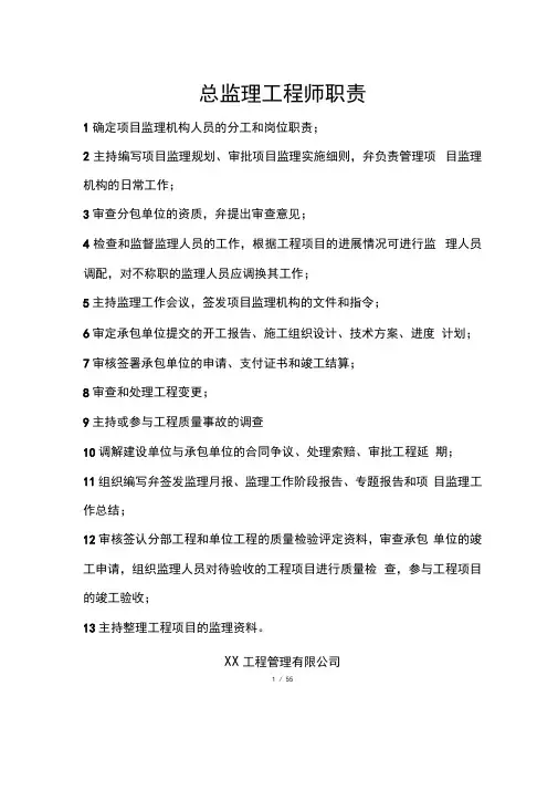 监理部上墙资料(各监理人员职责与程序验收框图)