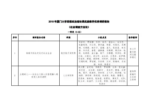 2018年厦门大学思想政治理论课实践教学优秀调研报告社会调查方法论
