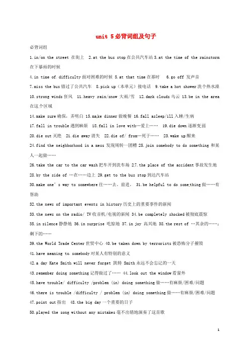 山东省肥城市潮泉镇八年级英语下册 Unit 5 What were you doing when t