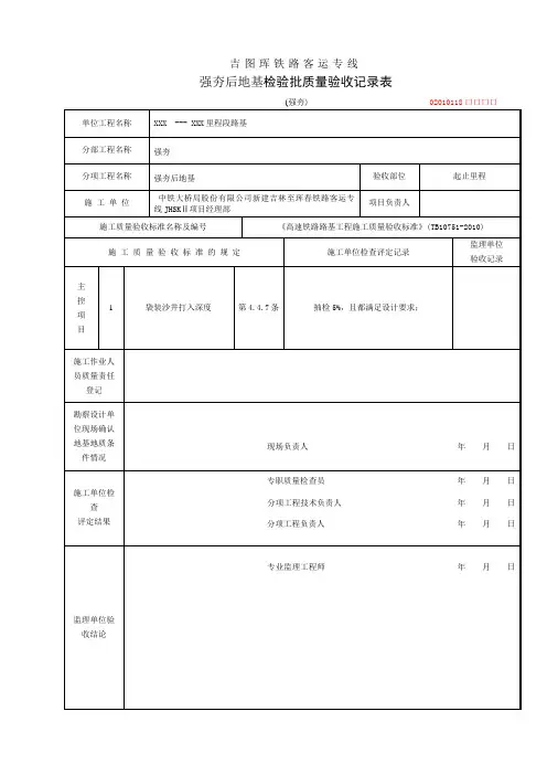 强夯后地基检验批质量验收记录表