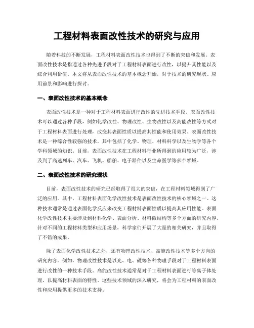 工程材料表面改性技术的研究与应用