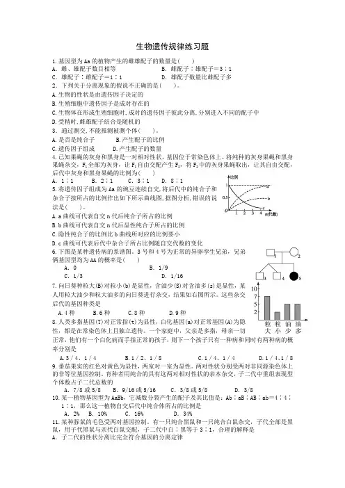 高一生物遗传规律练习题(含答案)