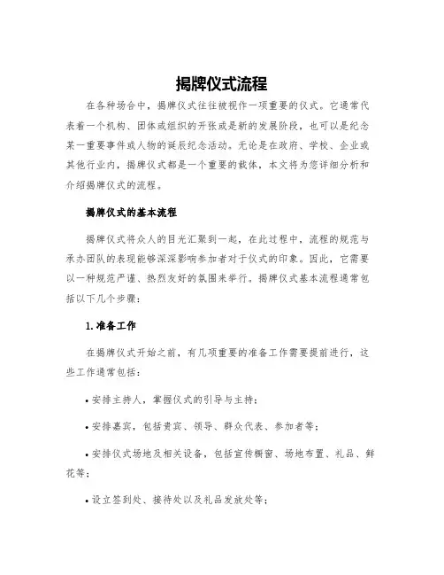 揭牌仪式流程