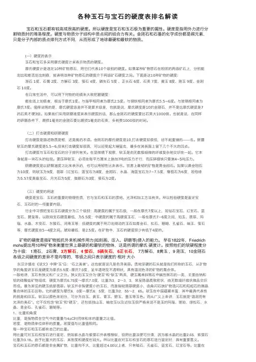 各种玉石与宝石的硬度表排名解读