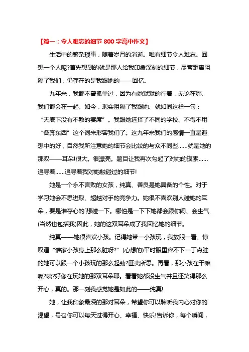 令人难忘的细节作文800字高中