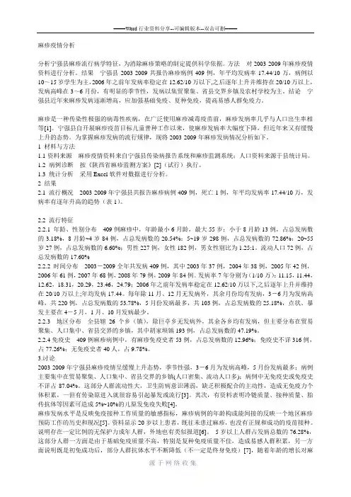 麻疹疫情分析