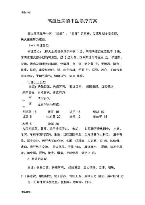 最新高血压病的中医诊疗方案