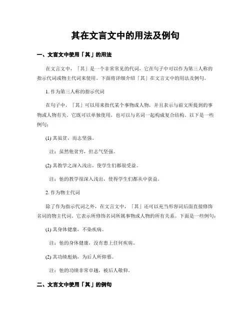 其在文言文中的用法及例句
