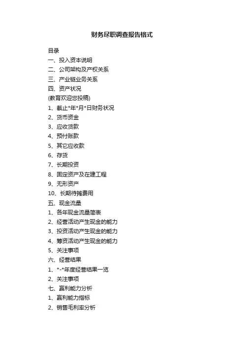 财务尽职调查报告格式