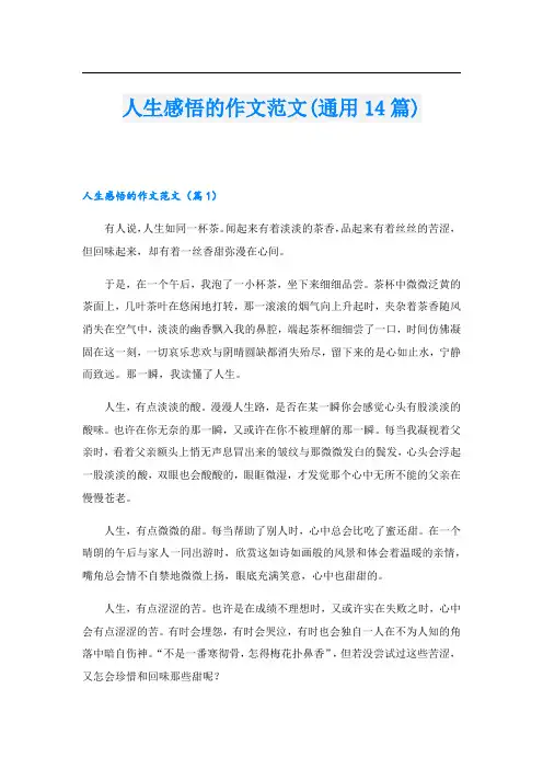人生感悟的作文范文(通用14篇)