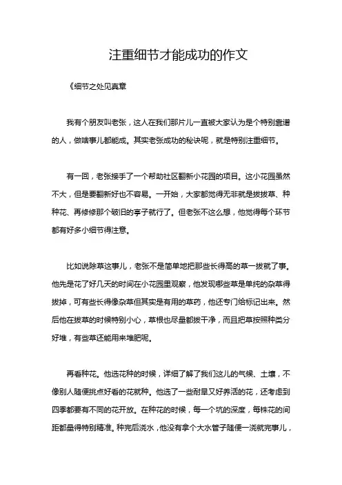 注重细节才能成功的作文