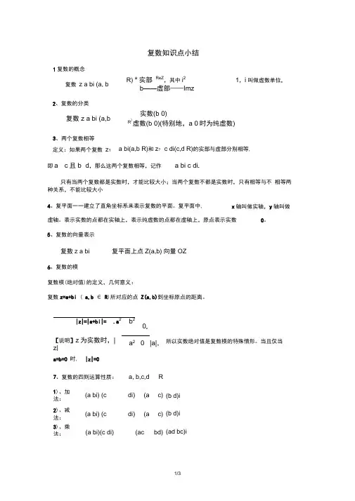 (完整版)复数知识点总结
