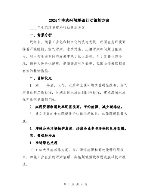 2024年生态环境整治行动策划方案