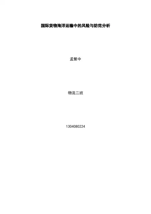 国际货物海洋运输中的风险与防范分析