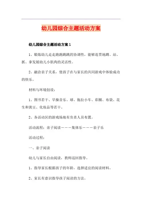 幼儿园综合主题活动方案