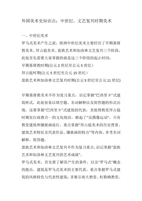 外国美术史知识点：中世纪、文艺复兴时期美术