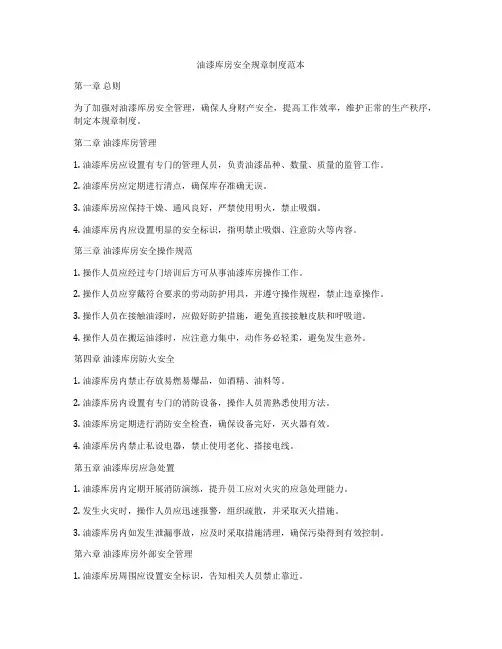 油漆库房安全规章制度范本