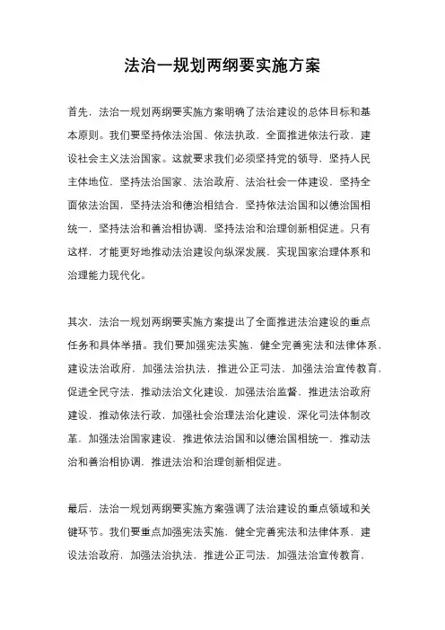 法治一规划两纲要实施方案