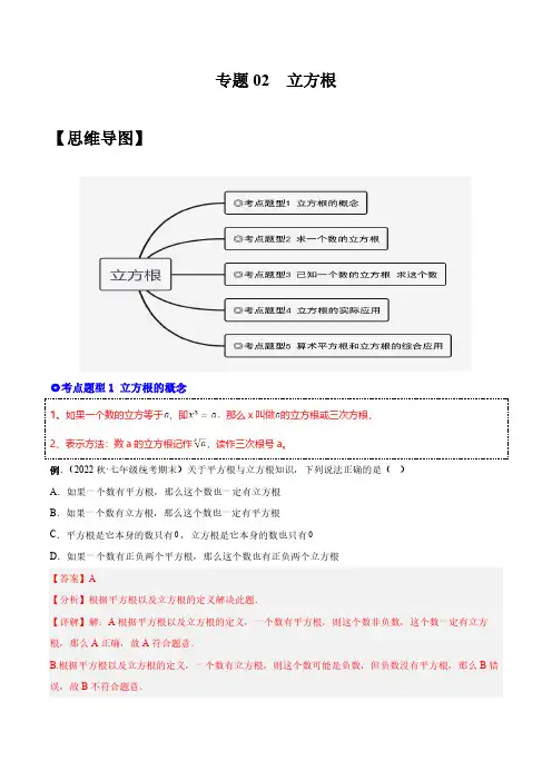 专题02 立方根-解析版