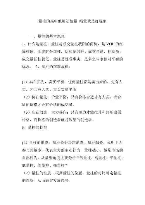 量柱的高中低用法倍量 缩量就是好现象