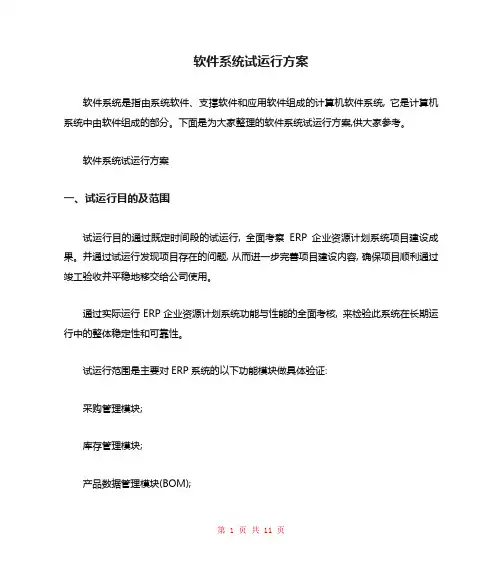 软件系统试运行方案