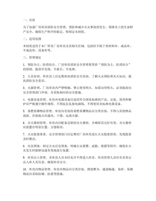 厂房库房消防安全管理制度