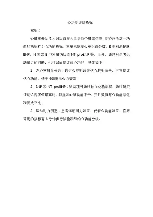 心功能评价指标