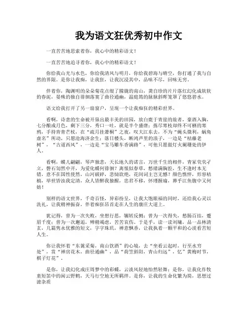 我为语文狂优秀初中作文