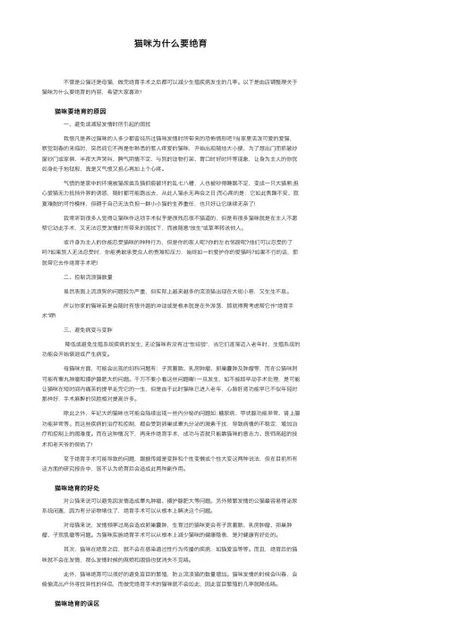 猫咪为什么要绝育