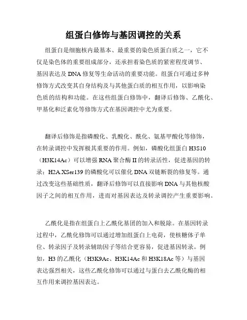 组蛋白修饰与基因调控的关系