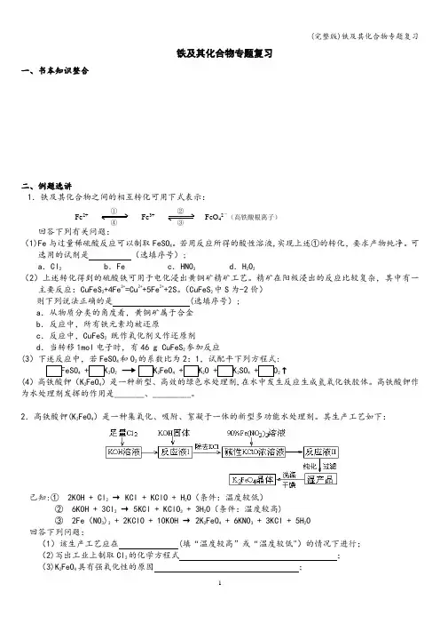 (完整版)铁及其化合物专题复习