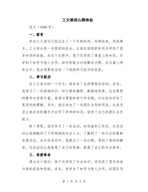工大培训心得体会