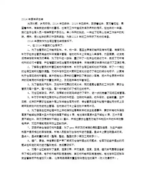 仓库年终工作总结PPT